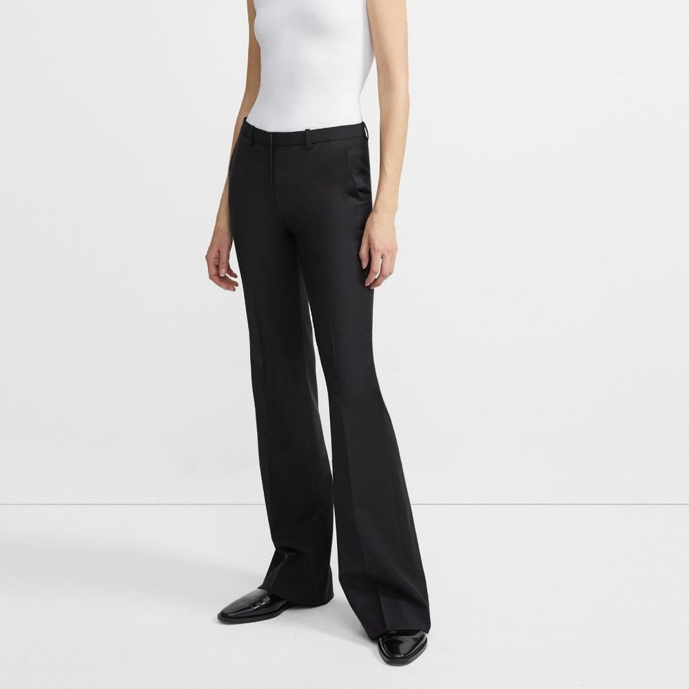 Theory Gray  Wool Wide Bootcut Slacks, 6